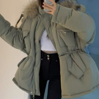 【Joybuy】韓系冬季新款連帽毛領加厚保暖長袖棉衣外套女裝