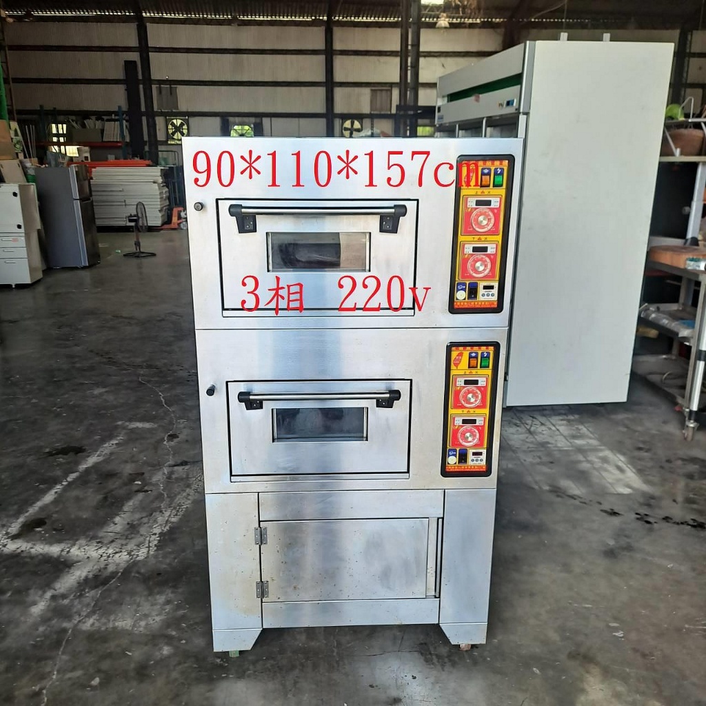 桃園國際二手貨中心---營業用拉門式烤箱 二門二盤烤箱 電烤箱 2門2盤烤箱 烤箱+置物箱 3相220v