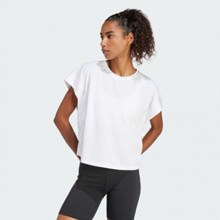 全新 女裝 ADIDAS 愛迪達 白色短袖 Studio Tee 吸濕排汗 寬鬆 運動 瑜珈上衣 IS2978