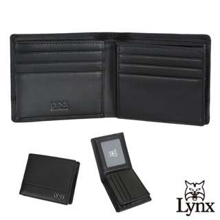 【Lynx】美國山貓十字壓紋+nappa軟皮10卡左右活頁短夾男夾錢包-黑色 LY16-2212-99