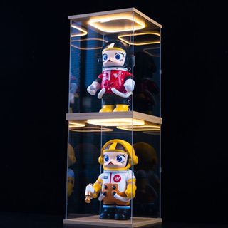 公仔展示盒 透明展示盒 公仔收納盒 盲盒收納 透明展示架 樂高展示 亞克力回型燈展示盒樂高手辦木質防塵罩高達可開門多尺寸