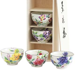 ~*蝦皮代開發票*~日本 薔薇吉祥 美濃燒 陶瓷飯碗5入組03889
