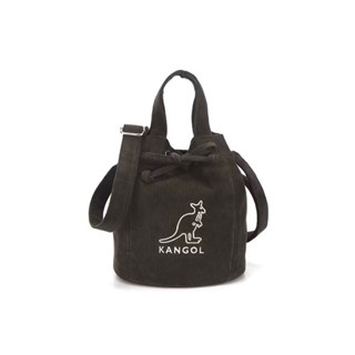 【二手】KANGOL 袋鼠 燈芯絨 兩用 水桶包 側揹包 手提袋 小包 墨綠
