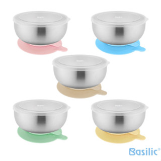 Basilic 貝喜力克不鏽鋼雙層隔熱吸盤碗280ml 不鏽鋼碗 防燙碗 雙層碗 吸盤碗(D1358)【公司貨】小豆苗