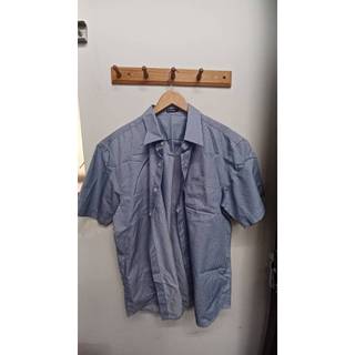 Maxon Jeans/淺藍短袖直條紋襯衫/藍色/男/2L
