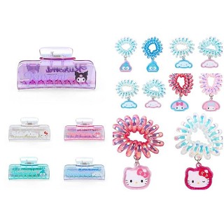 ♥小玫瑰日本精品♥ Hello kitty美樂蒂 大耳狗 酷洛米 人魚漢頓 吊飾髮圈2入組 髮束 鯊魚夾 髮夾~3