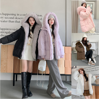 臺灣出貨全店免運💥韓國零下-10度加厚夾棉羽絨棉服女 鋪棉外套 冬天外套 保暖外套 羽絨棉外套 韓版可拆卸大毛領刷毛外套