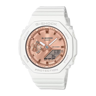 【柏儷鐘錶】CASIO G-Shock 八角手錶 農家橡樹 雙顯示 白玫瑰金 女錶 GMA-S2100MD-7A