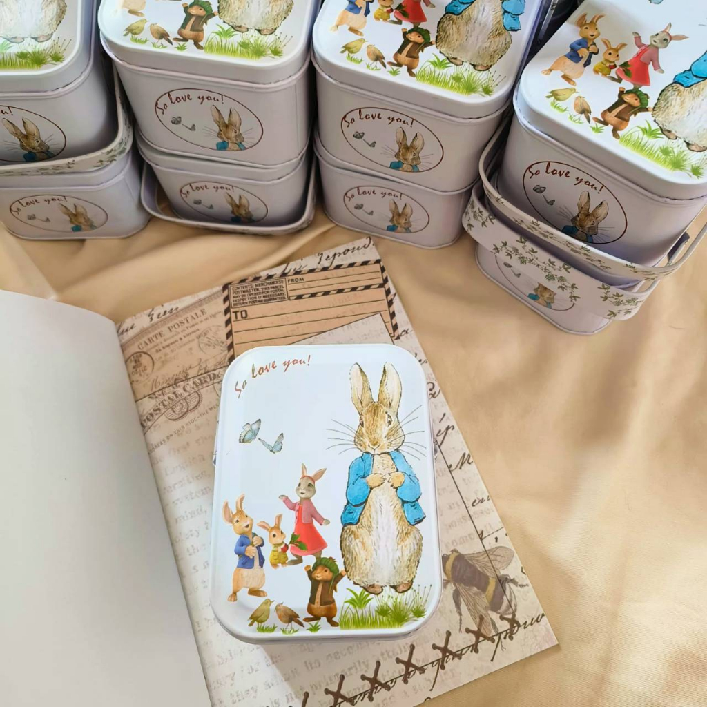 滿額贈 禮品 手提馬口鐵盒 兔兔莊園 內含手帳素材貼紙 便簽紙 打底素材 圓點和紙貼紙 日常生活 花與愛麗絲