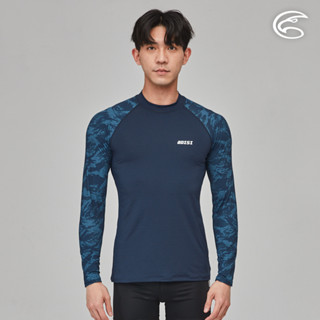 ADISI 男抗UV印花防磨防曬長袖上衣AR2313063 (S-4XL) 丈青藍迷彩｜防磨衣 水母衣 泳衣 浮潛 衝浪