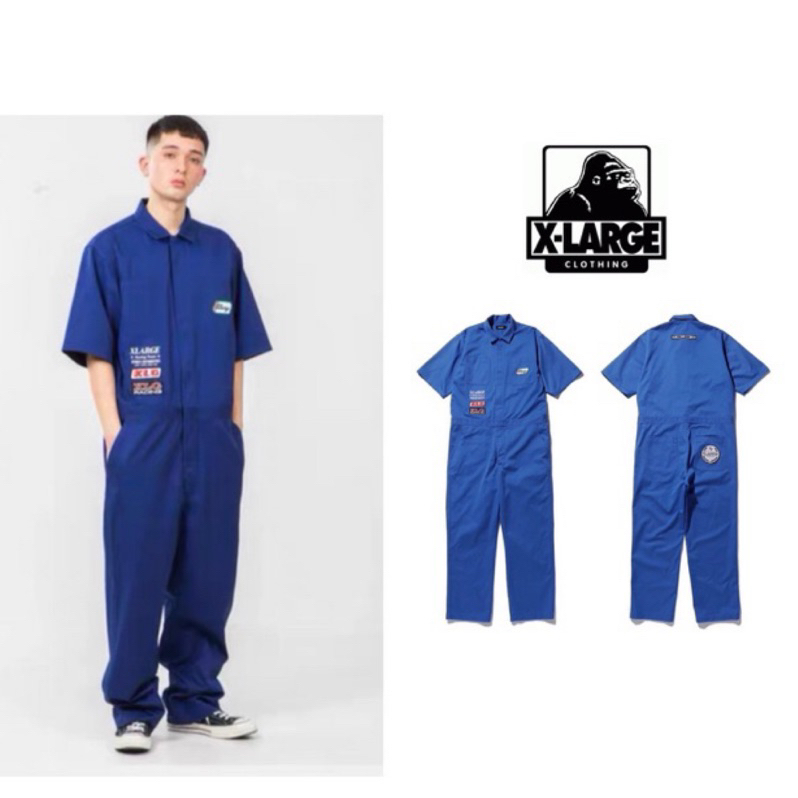 日本代購 XLARGE 連身 全身 賽車服 修車服 潮流 大猩猩 正品 寶藍色 套裝 工裝 刺繡貼布