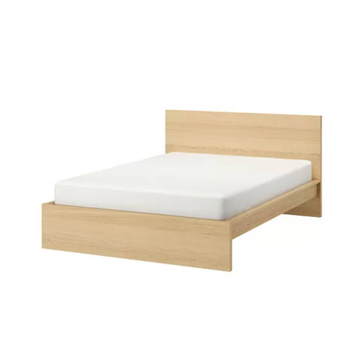 IKEA / MALM 雙人床框 / 染白橡木 / 附床底板條 / 1組