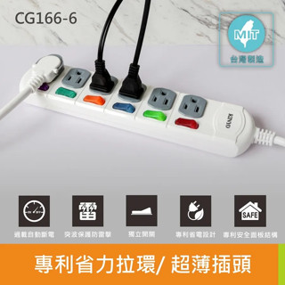 《KIMBO》KINYO 現貨發票 6開6插 安全延長線 CG-166