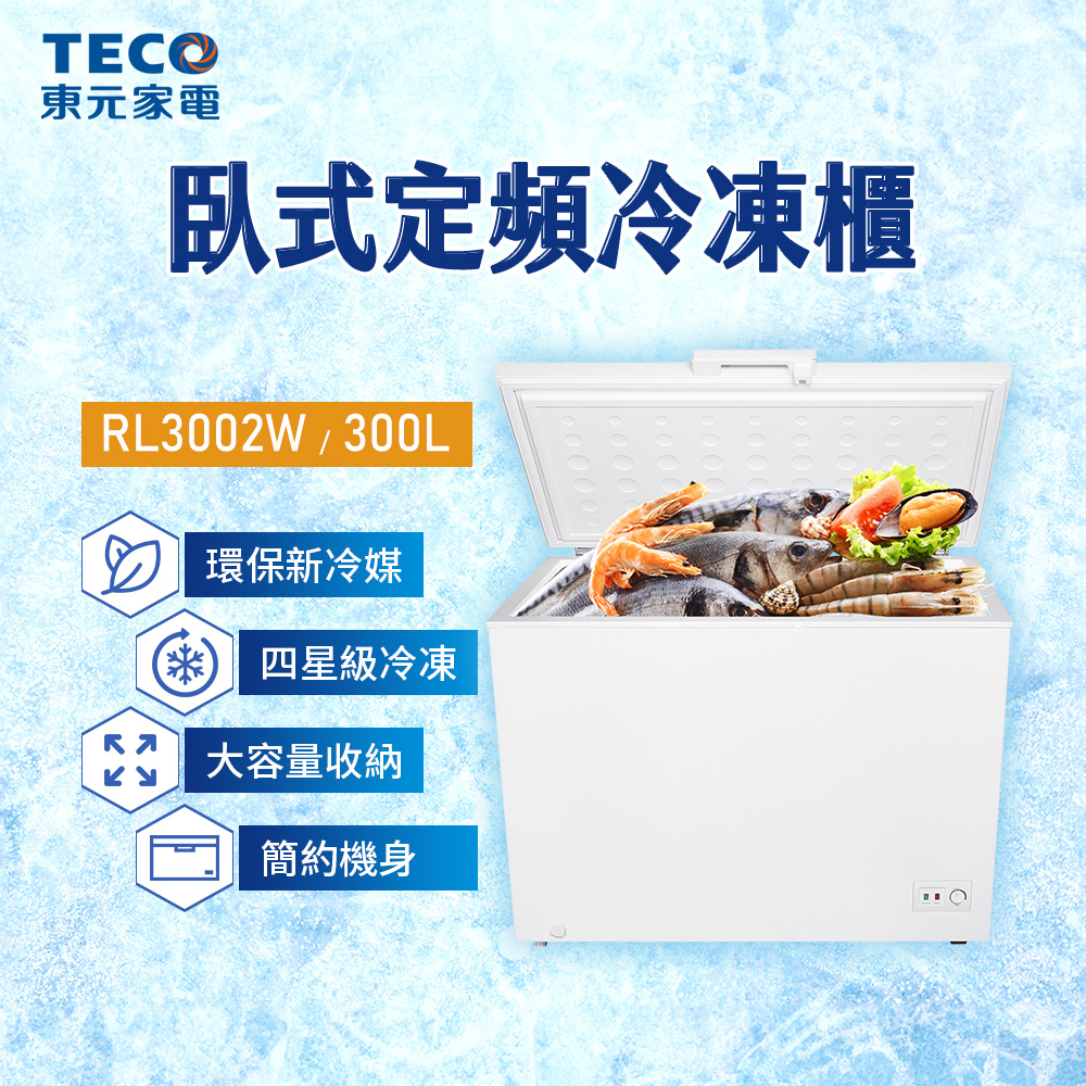 TECO東元 300公升上掀式定頻單門冷凍櫃 RL3002W