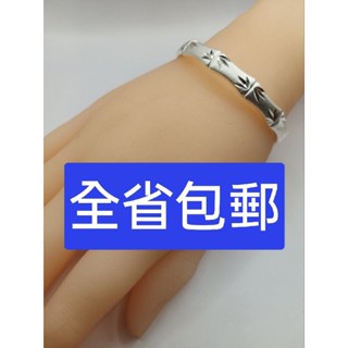 S9999萬足銀時尚竹子手鐲手環手鏈項鍊耳環戒指銀飾品s999925純千萬足銀男女心經大悲咒