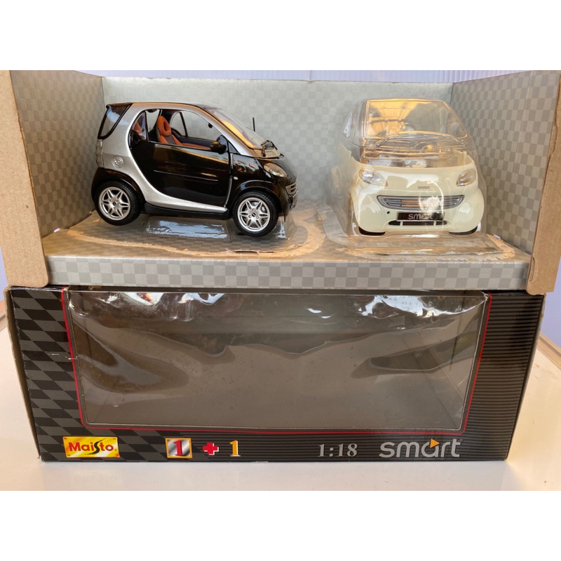 🚗賓士 Smart 1:18 模型車 黑/白二色外殼可換 Benz 小汽車