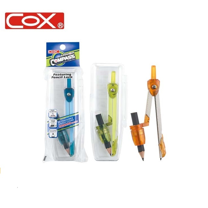 COX三燕 D-800安全圓規 顏色隨機 最大畫圓半徑13cm 附鉛筆款 尺規 圓規組 數學教具