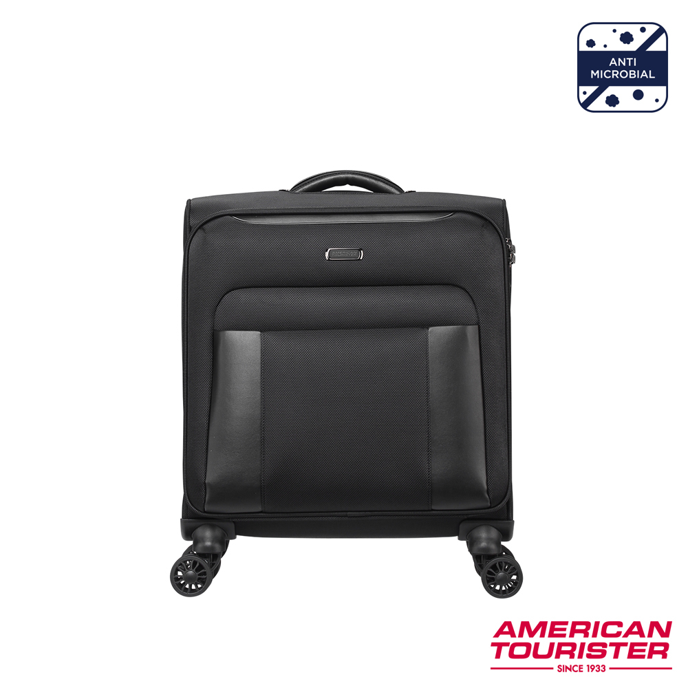 AT美國旅行者 AMERICAN TOURISTER 18吋行李箱/登機箱/機長箱/布箱BASS前開式商務抗菌飛機輪_黑