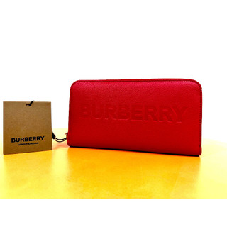 [BURBERRY] 鋼印字母LOGO鵝卵石紋牛皮12卡拉鍊長夾