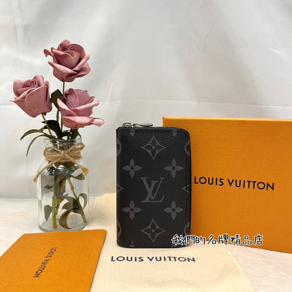 [我們的名牌精品店]~ LV M81662 黑色原花直式拉鍊卡夾零錢包