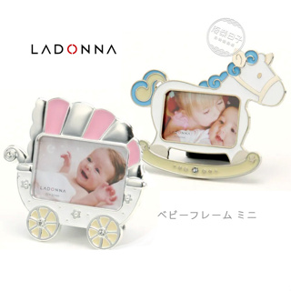 【正版日貨】日本LADONNA造型相框嬰兒相框鑲水鑽 木馬嬰兒車造型 寶寶紀念相框 新生兒滿月禮物 送禮 [預購]
