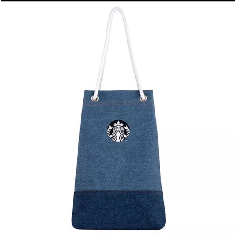 ✨現貨✨丹寧抽繩隨行提袋Starbucks星巴克，產品尺寸，材質照片有附上