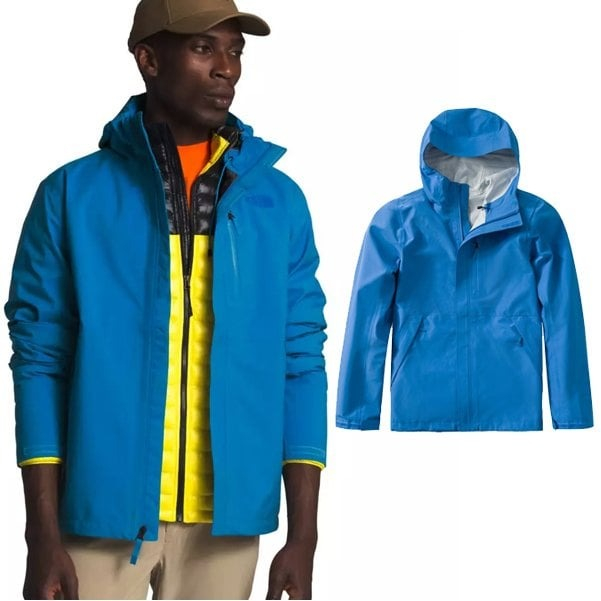 【北臉 The North Face】送》男 款輕量保暖防風連帽防水外套 登山風雨衣 衝鋒衣 運動夾克_46LB