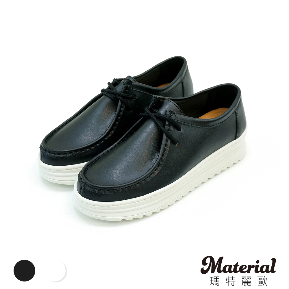 Material瑪特麗歐 懶人鞋 MIT簡約綁帶厚底休閒鞋 T52869