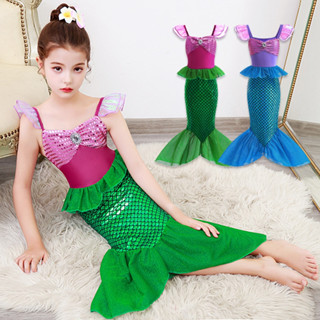 閃閃動人美人魚魚尾連身裙 萬聖節服裝 洋裝 裝扮 角色扮演 公主 女童 現貨 童裝【BB6194】