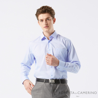 【ROBERTA 諾貝達】男裝 藍色商務長袖襯衫-時尚經典素面款-台灣製 RDI68-32