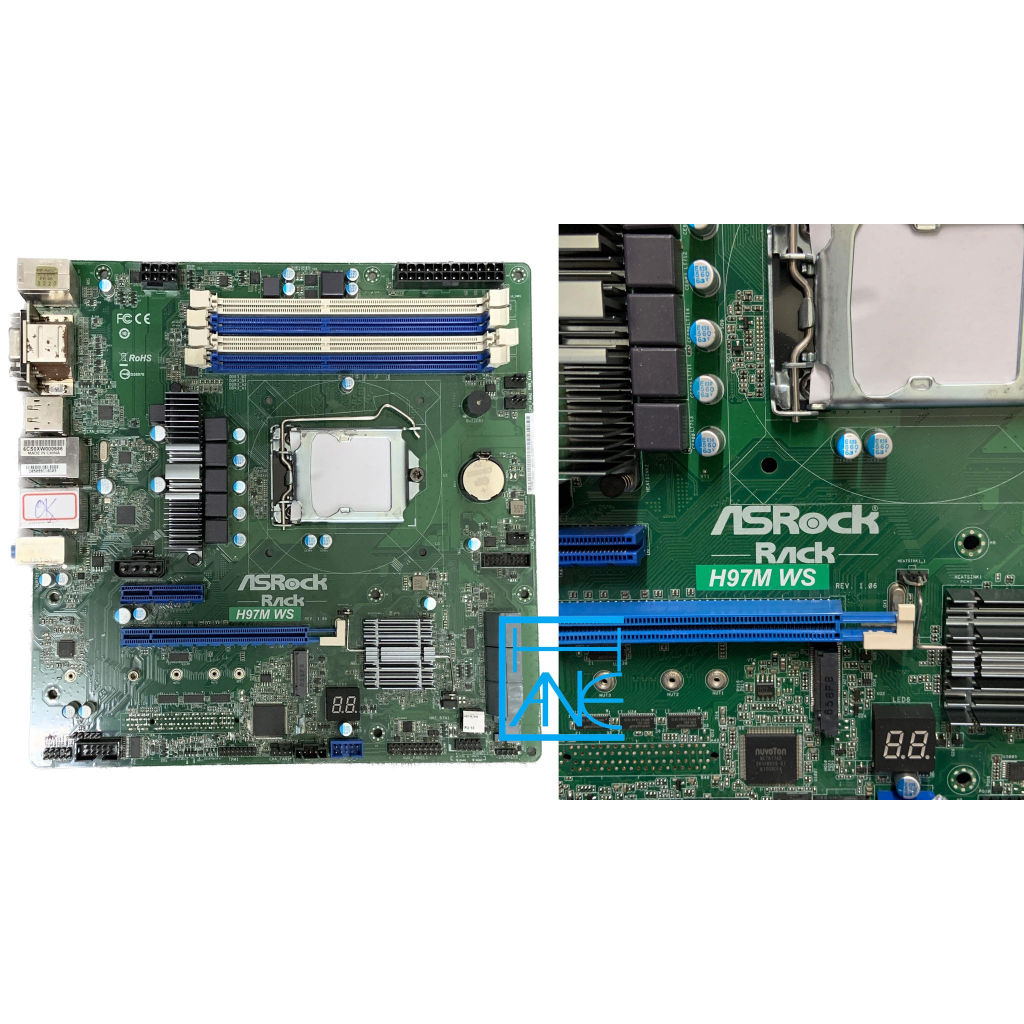 【 大胖電腦 】ASROCK華擎H97M WS主機板/ 無 擋板/1150/M.2/ECC/保固30天/實體店面/可面交