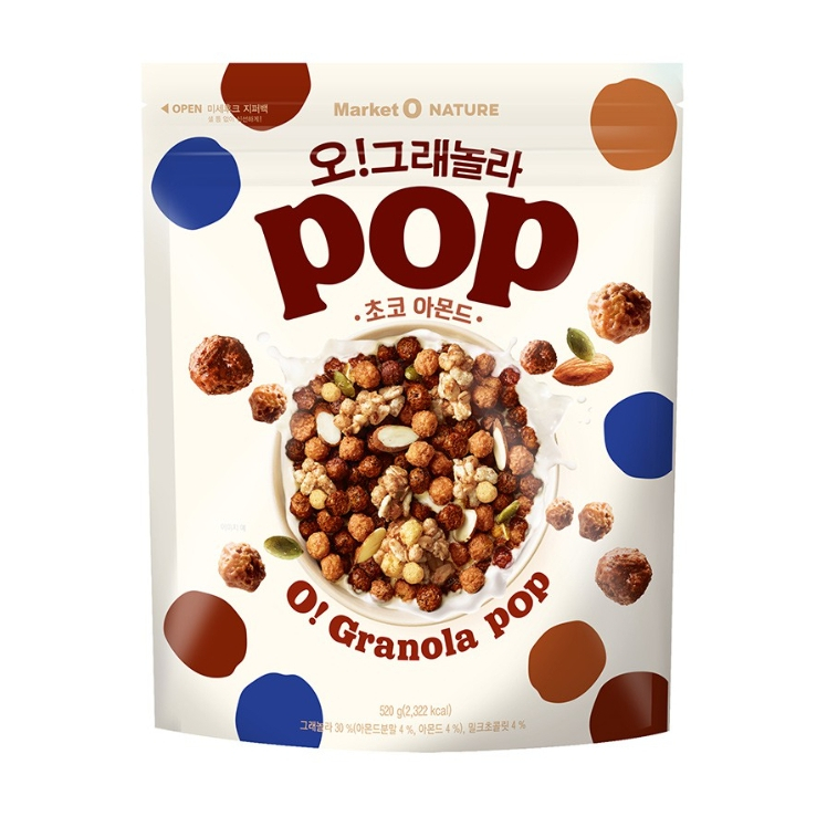 Hou's 韓國代購-韓國 Orion 格蘭諾拉 低熱量 穀物麥片 巧克力杏仁(370g)