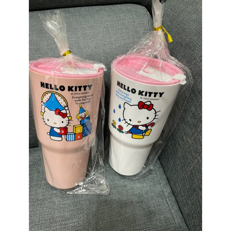 全新-Hello kitty_800cc冰霸飲料杯-粉紅、白（2個合賣）