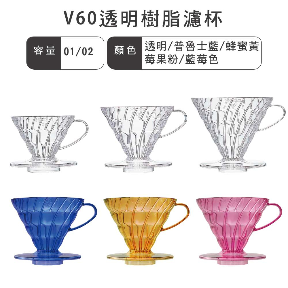 HARIO V60 透明樹脂濾杯／VD-01/02/03