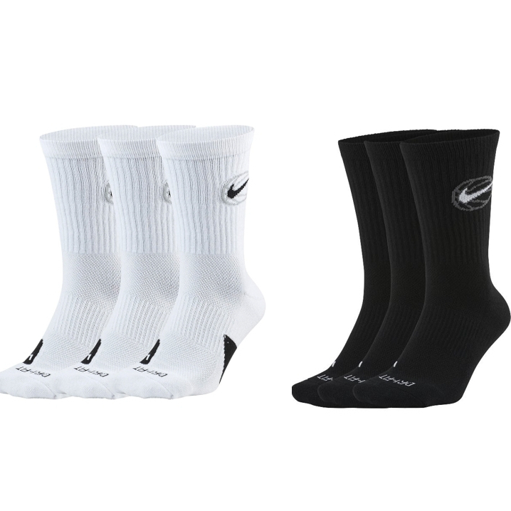 Nike 襪子 中筒襪  Basketball Crew Socks 三雙入 籃球襪  黑 DA2123010 白100