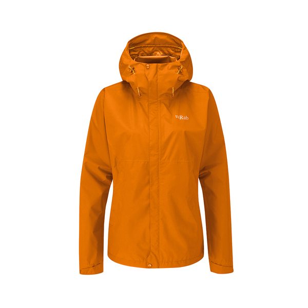 [阿爾卑斯戶外] 英國 RAB Downpour Eco Jacket 透氣防風防水連帽外套 女款 橙橘 QWG83