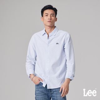 Lee 休閒小LOGO寬鬆長袖襯衫 男 藍條紋 MODERN LB307005849
