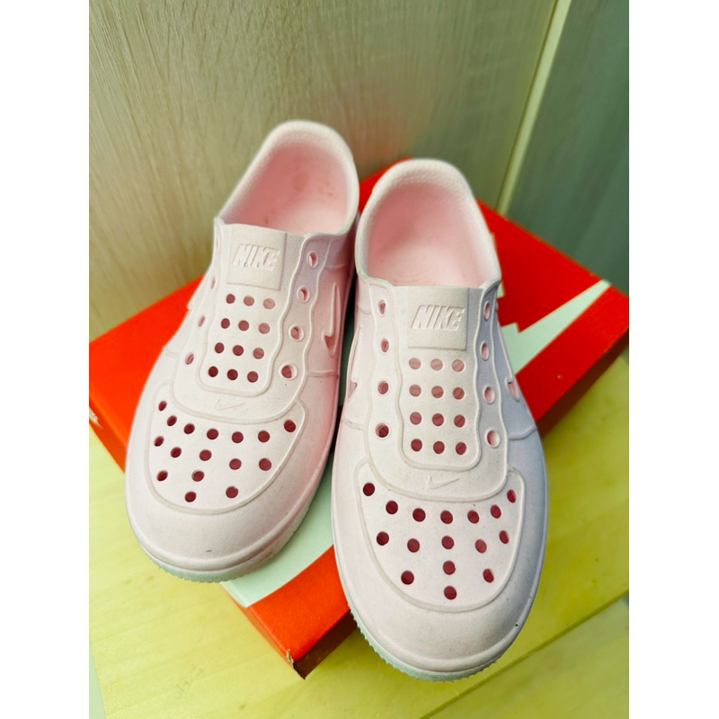 二手 Nike foam force兒童洞洞鞋 防水 18公分 粉紅色
