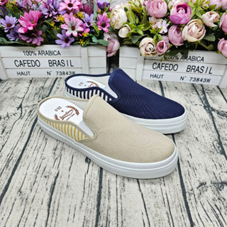 M.M.D SHOES🔝臺灣製 帆布前包拖鞋 半包平底鞋 後空包鞋 懶人鞋 穆勒鞋