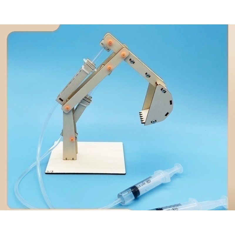 木質液壓挖掘機模型 科學實驗steam小製作兒童木質手工玩具教材材料