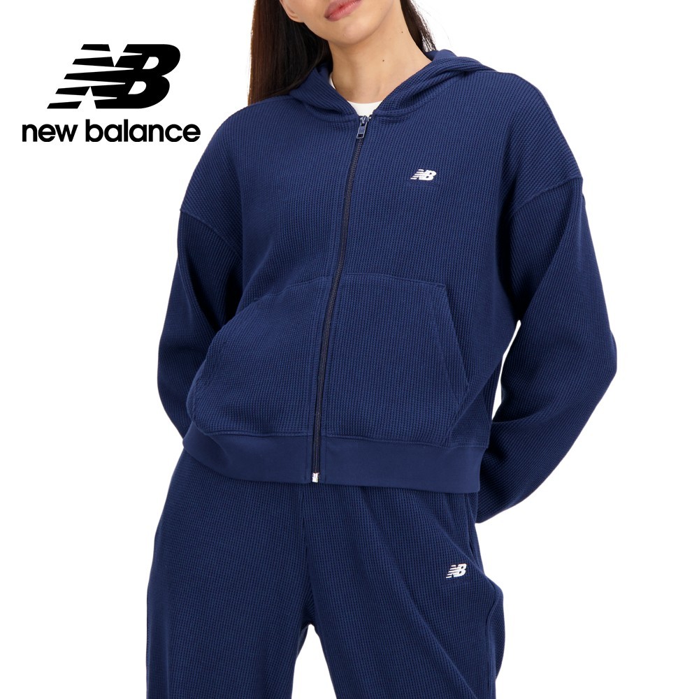 【New Balance】 NB 華夫格鬆餅拉鋉連帽外套_女性_深藍色_AWJ33500NNY