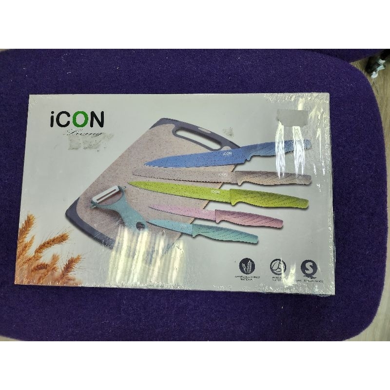 ICON LIVING馬卡龍不沾刀具砧板組