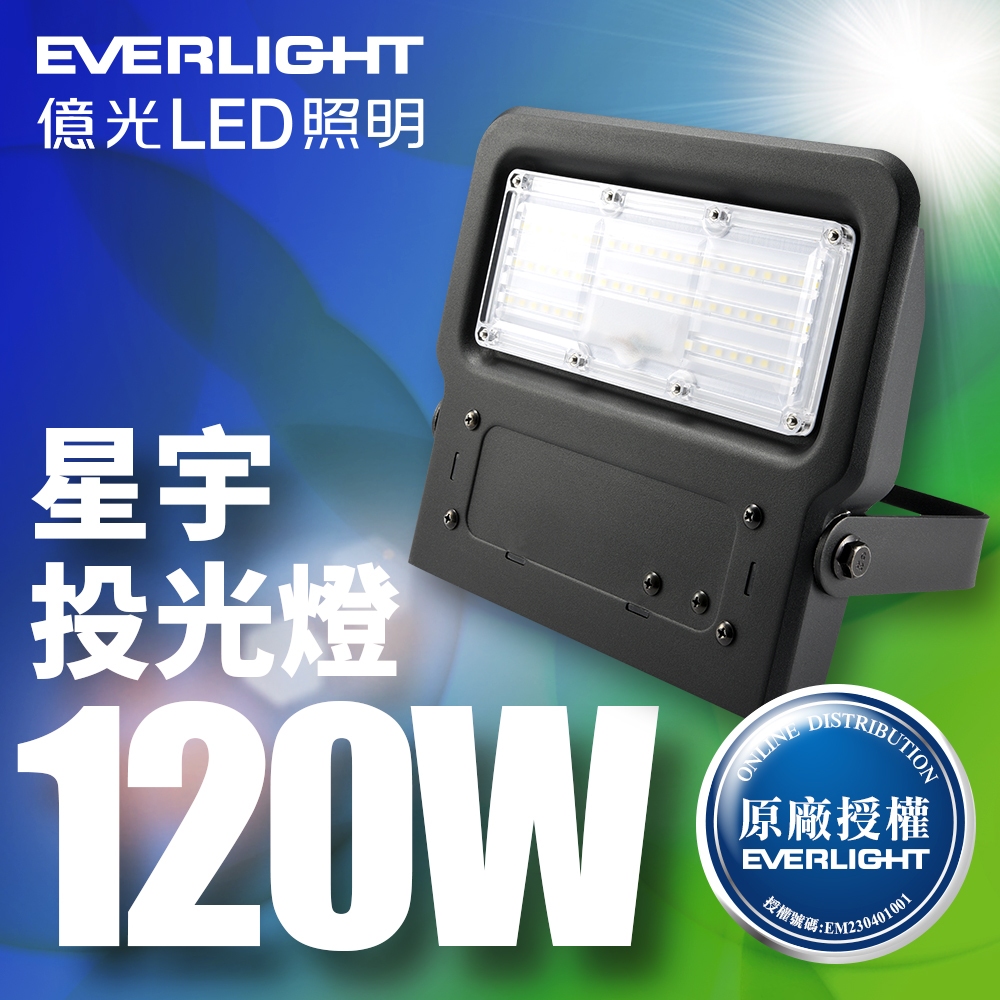 【EVERLIGHT億光】1入組 LED 星宇 120W 全電壓 IP65 投光燈(白光/黃光)