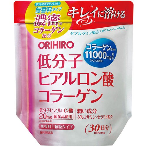 【日本平行輸入】ORIHIRO 低分子透明質酸膠原蛋白粉袋型180g