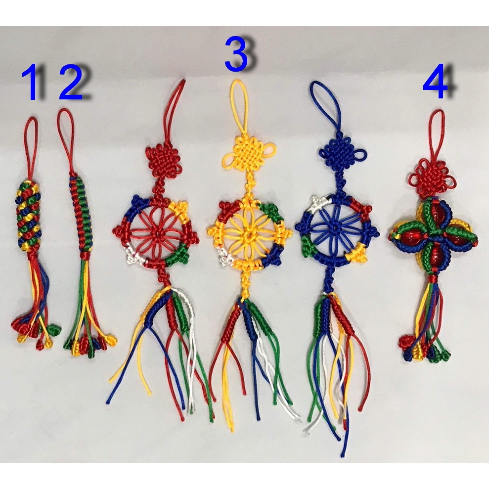 【慧靖宗教文物】五色線菠蘿結吊飾、五色線金剛結吊飾、五色線法輪吉祥結吊飾、十字金剛結吊飾