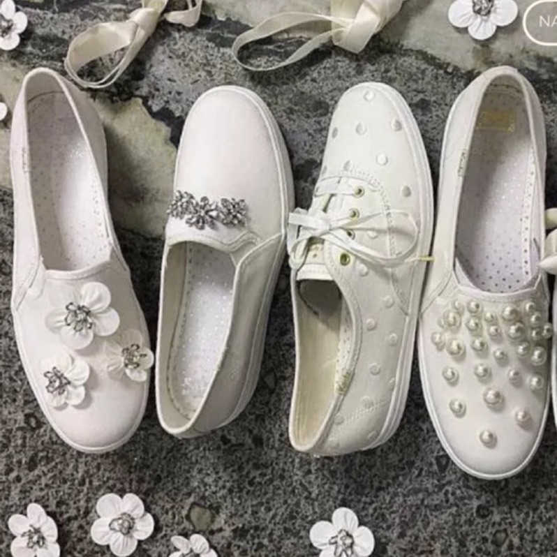 美國潮牌🇺🇸Keds❤️Kate Spade聯名 婚鞋系列，珍珠/花朵/水鑽/刺繡圓點🌺鞋👟