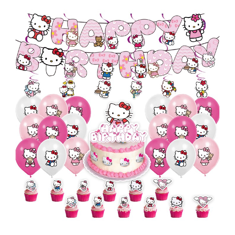 【 Hello Kitty KT貓生日彩旗 】 卡通生日彩旗 生日掛旗 寶可夢主題生日派對 派對佈置