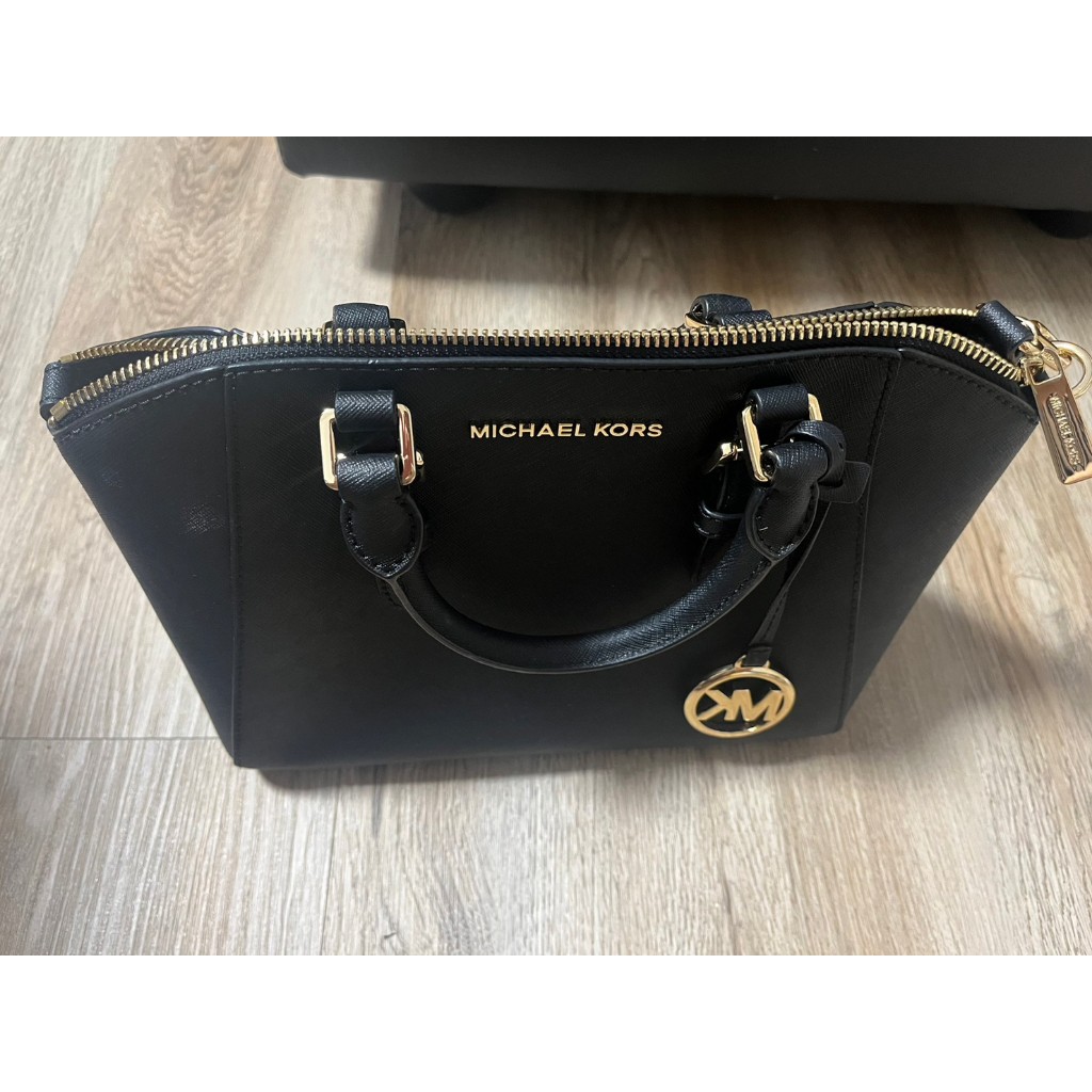 MK MICHAEL KORS CIARA防刮手提/斜背兩用包- 黑色