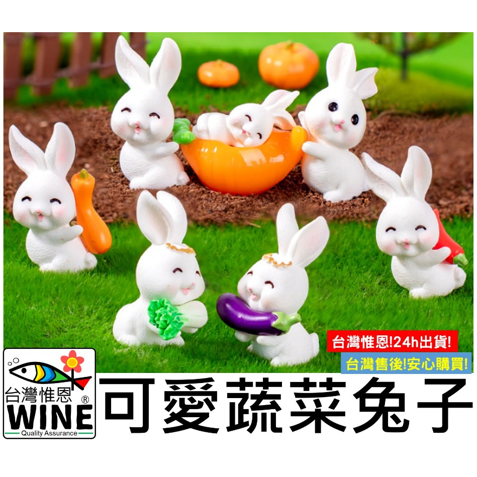 WINE台灣惟恩 微景觀 可愛蔬菜兔子 小兔子 兔子 白兔 兔 可愛兔子 茄子 南瓜 蘿蔔 辣椒 大白菜