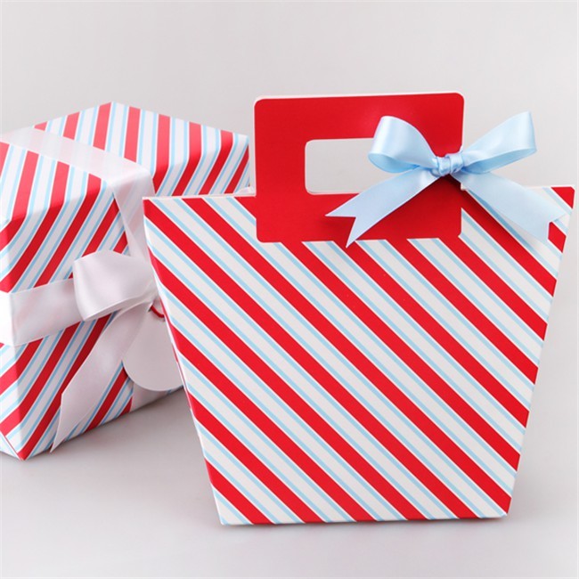 ▪5只入▪雪花、斜紋款新年聖誕包裝盒精緻手提禮物盒/糖果盒/餅乾牛軋糖巧克力盒